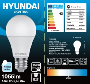 HYUNDAI - ნათურები - HY10A60-4000k